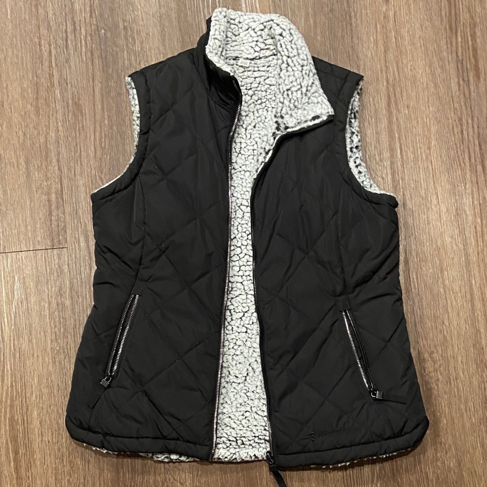 Reversible Black Quilted Vest with Sherpa Lining
